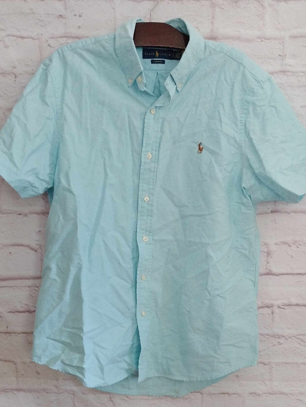 Polo by Ralph Lauren Aqua Short Sleeve Button-Down Shirt